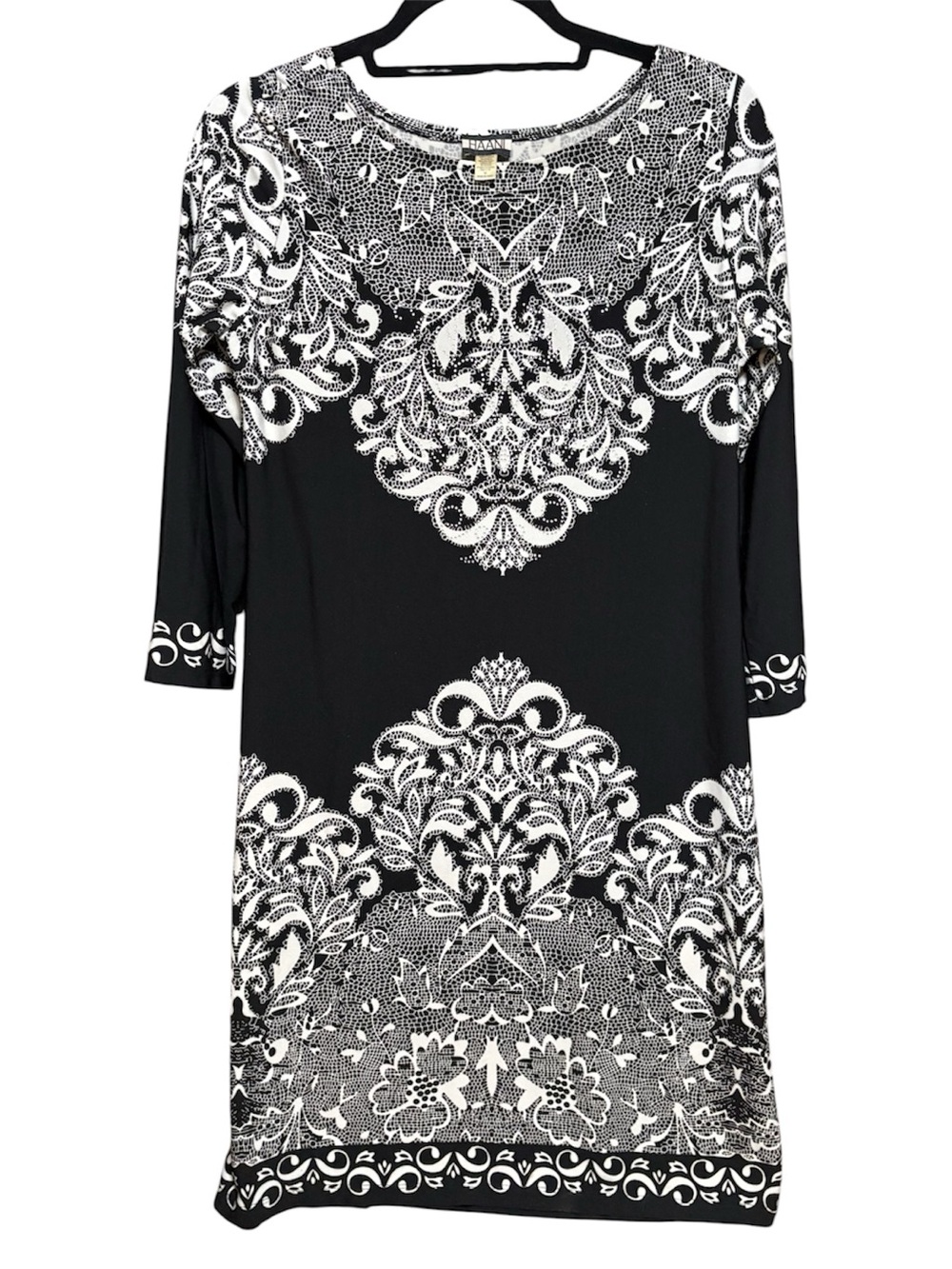 Haani Black and White Patterned Embellished Dress M